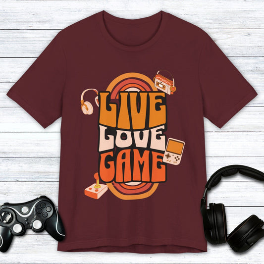 T-Shirt Maroon / S Live, Love, Game (Retro Edition) T-shirt