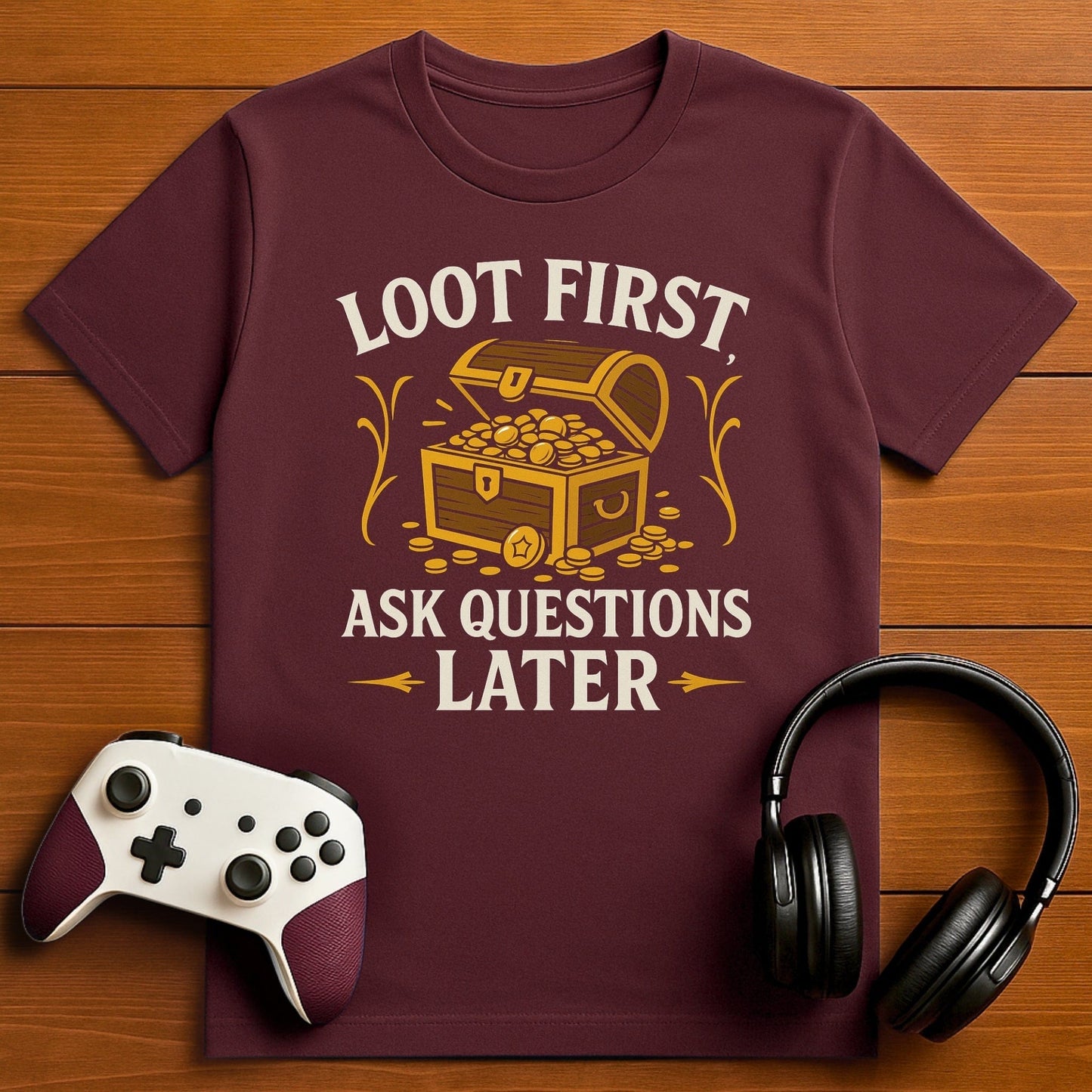T-Shirt Maroon / S Loot First, Ask Questions Later T-shirt