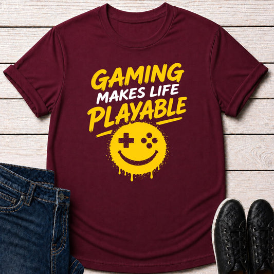 T-Shirt Maroon / S Online / Offline Player T-shirt