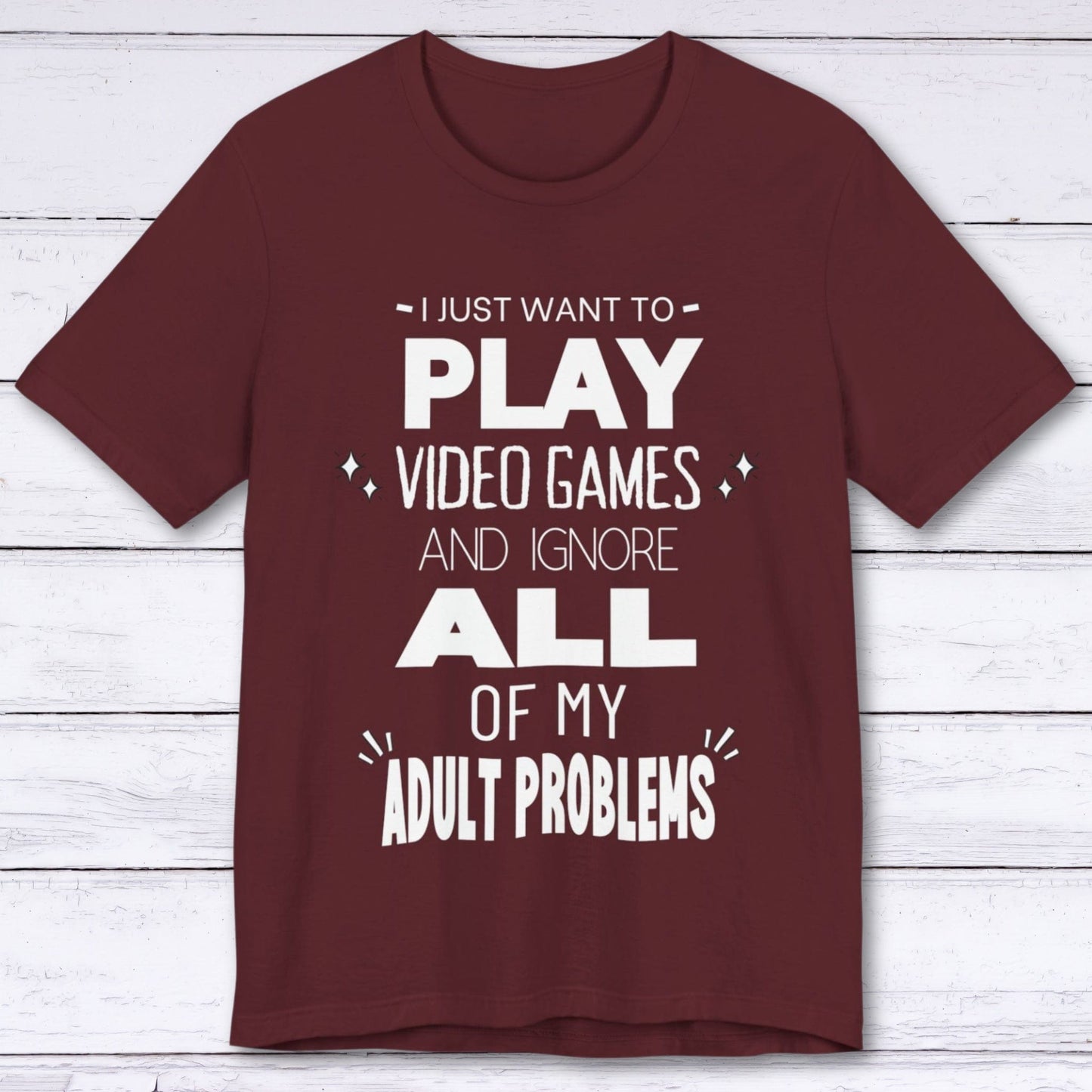 T-Shirt Maroon / S Pause Adulting, Play Games T-shirt