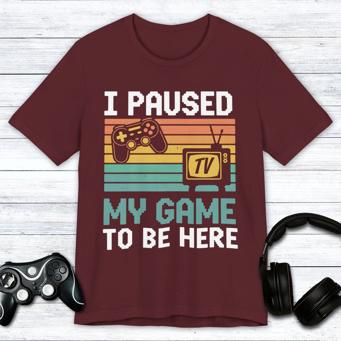 T-Shirt Maroon / S Paused My Pixels for People T-shirt