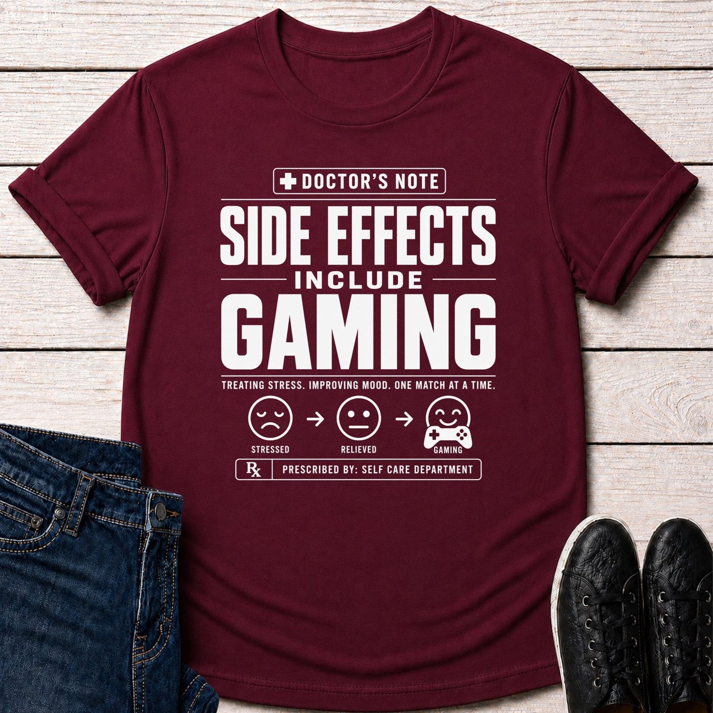 T-Shirt Maroon / S Side Effects Include Gaming T-shirt