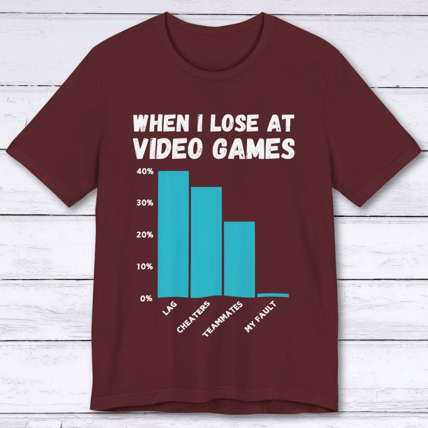 T-Shirt Maroon / S When I Lose at Video Games (Bar Chart) T-shirt