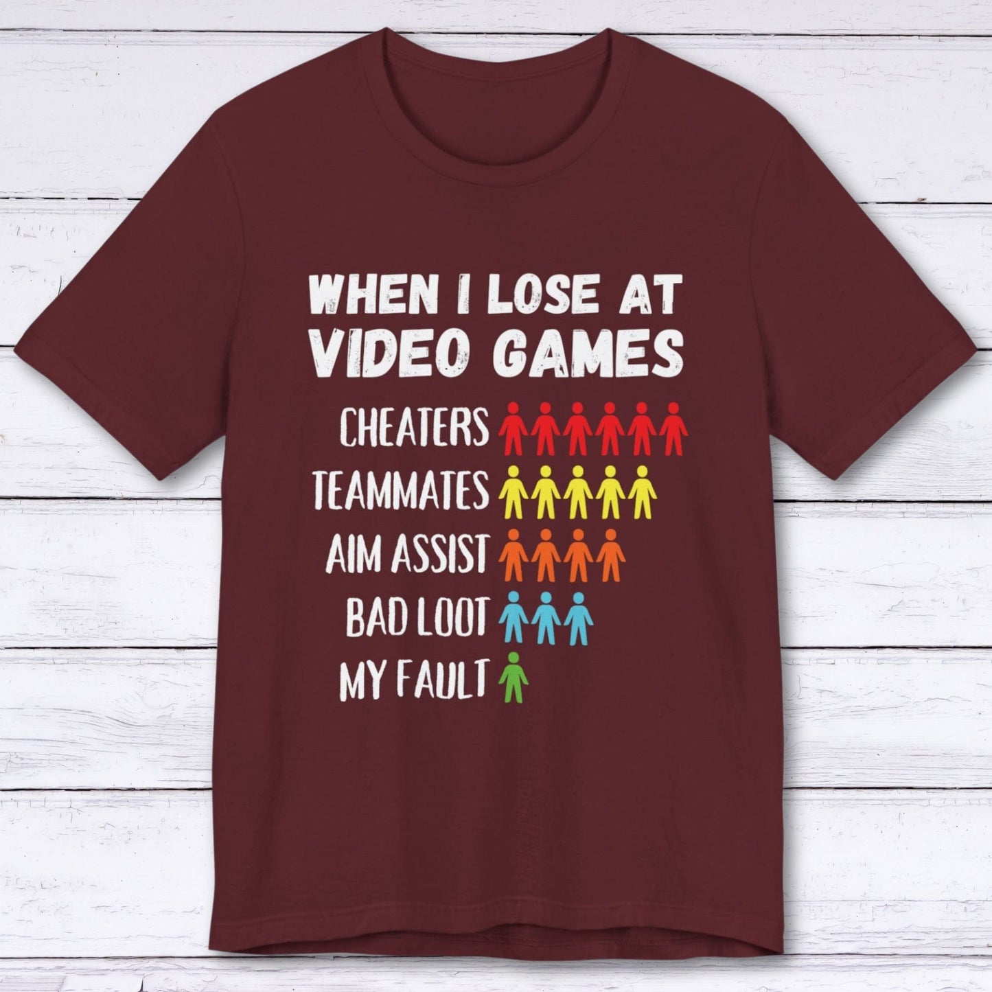 T-Shirt Maroon / S When I Lose At Video Games (Pictograph 2nd Edition) T-shirt