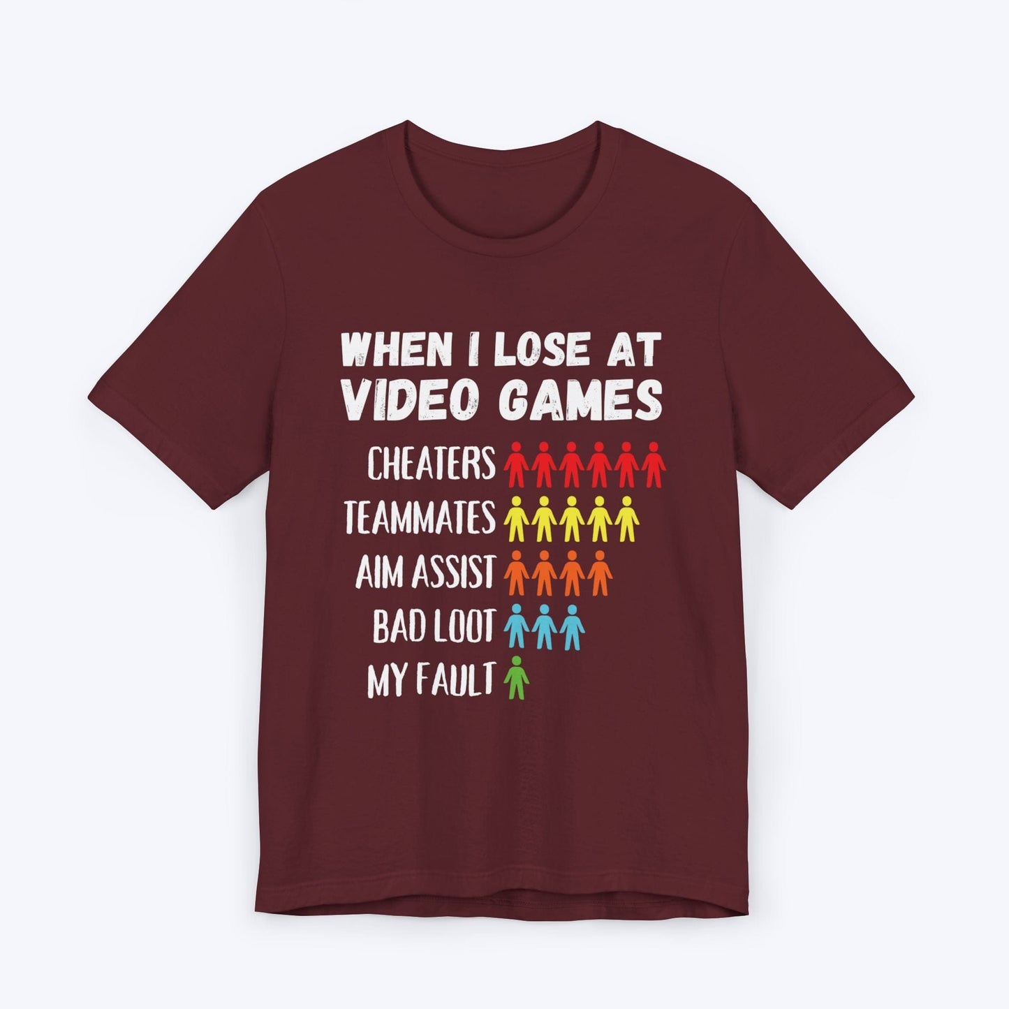 T-Shirt Maroon / S When I Lose At Video Games (Pictograph Edition) T-shirt