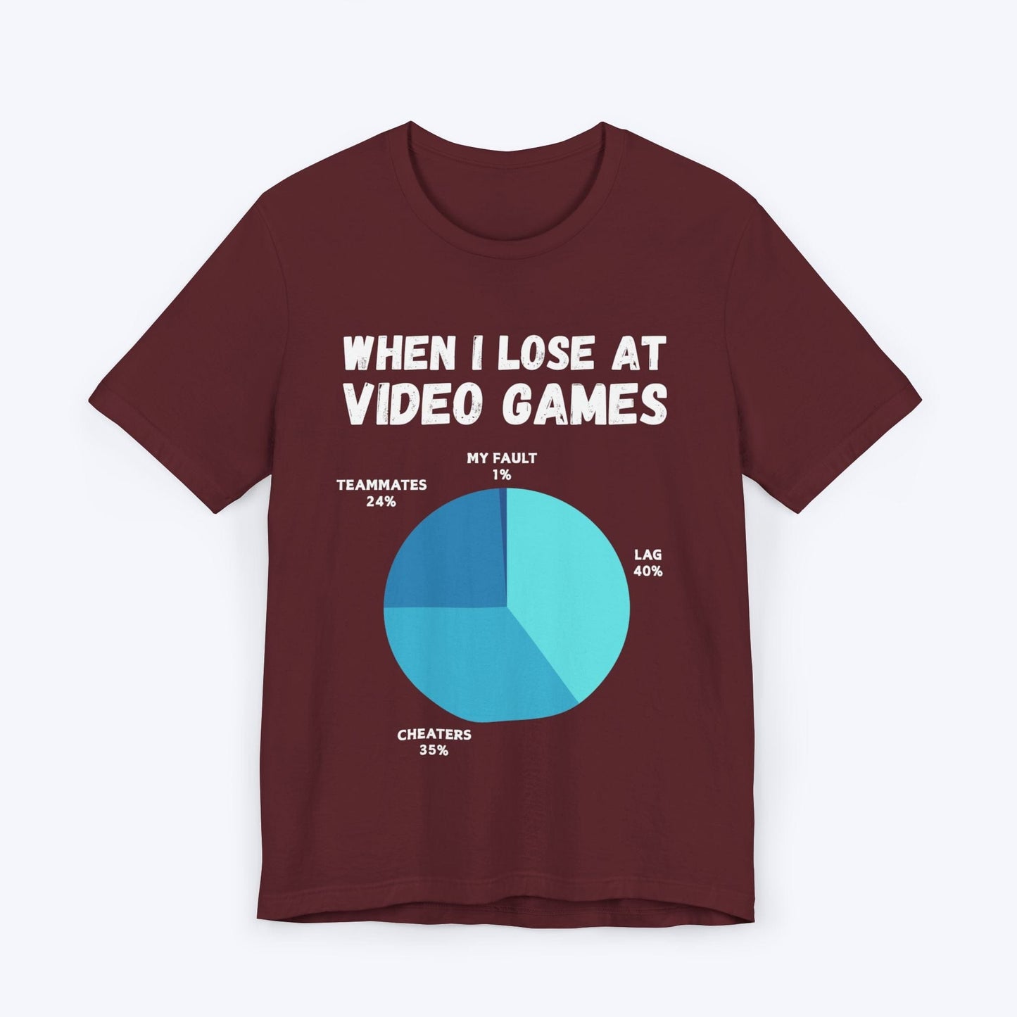 T-Shirt Maroon / S When I Lose at Video Games (Pie Chart) T-shirt