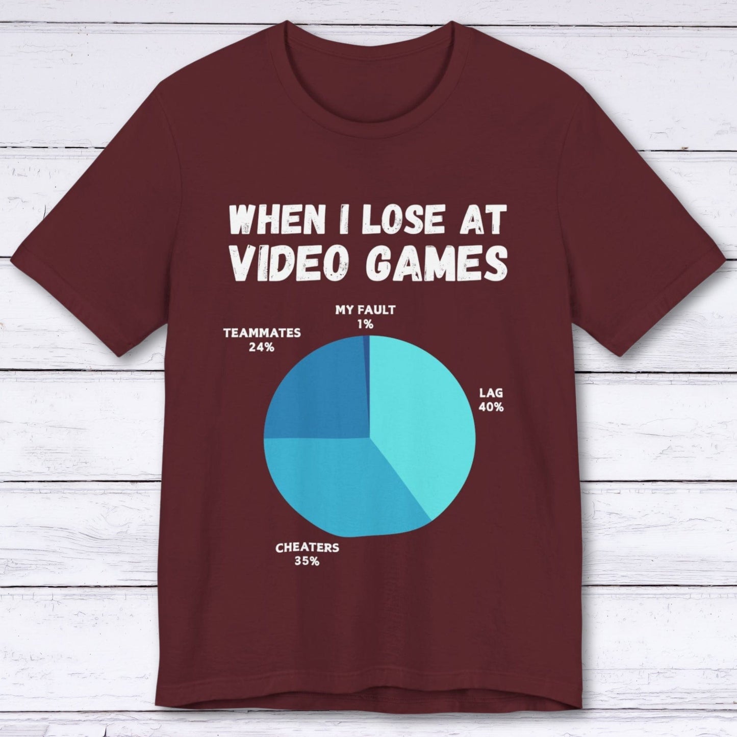 T-Shirt Maroon / S When I Lose at Video Games (Pie Chart) T-shirt