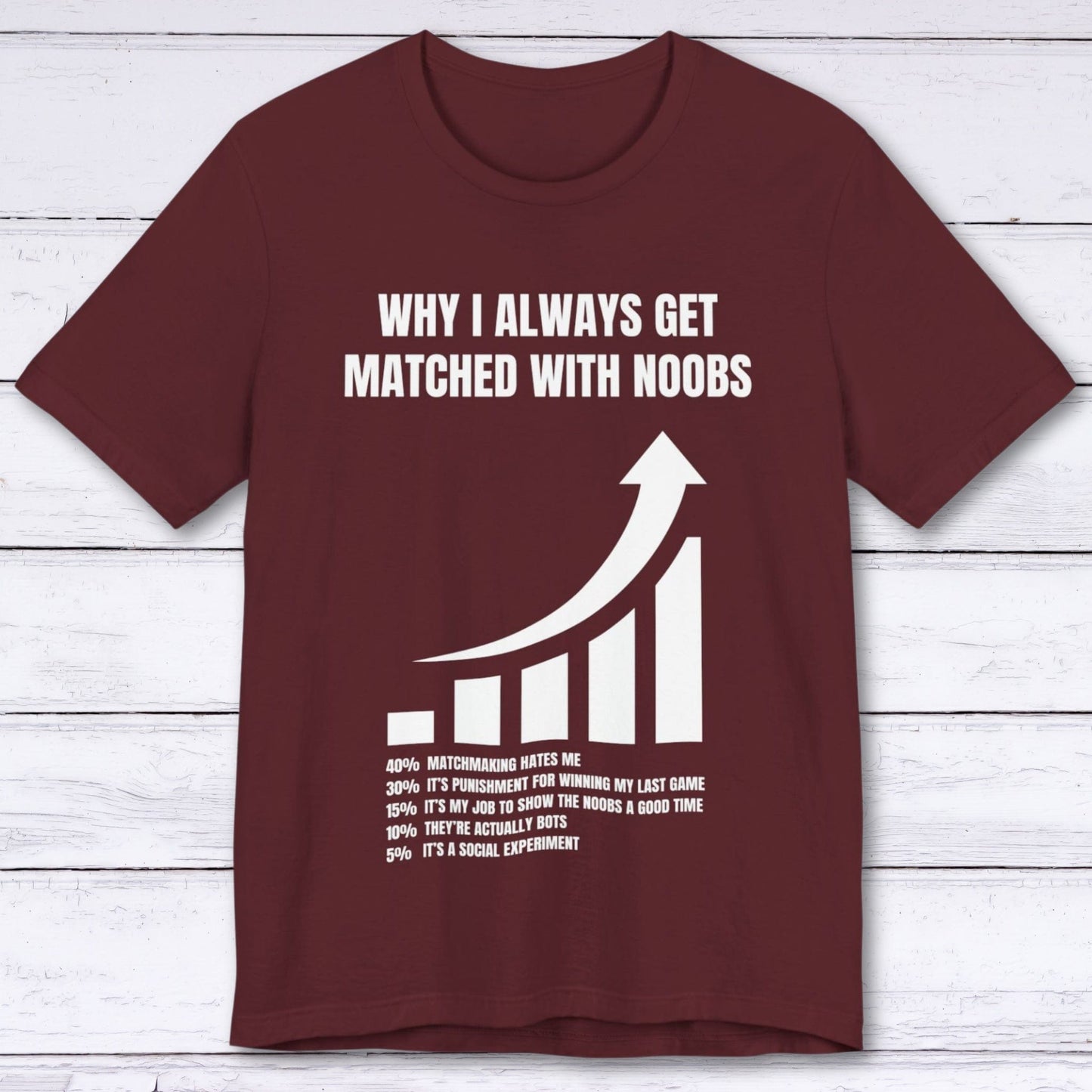 T-Shirt Maroon / S Why I Always Get Matched With Noobs T-shirt