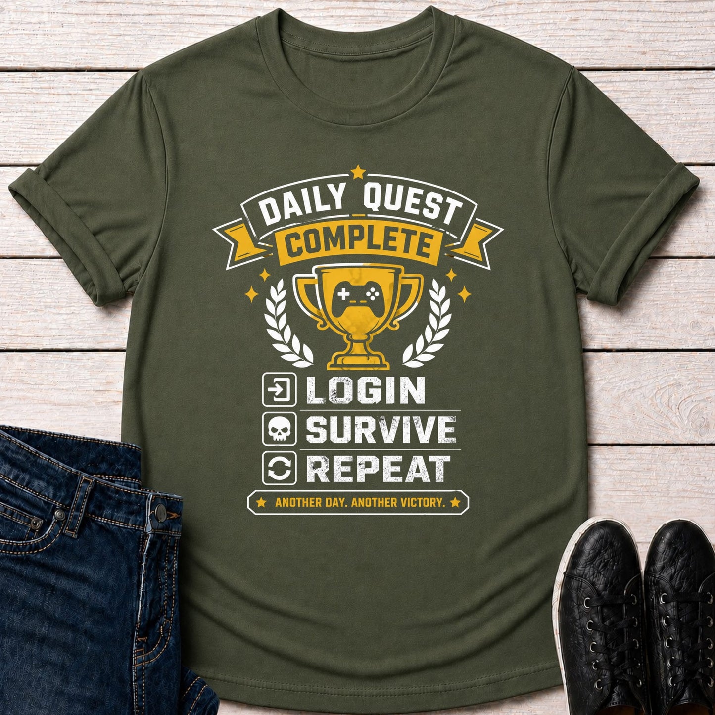 T-Shirt Military Green / S Daily Quest Complete T-shirt