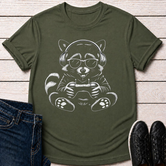 T-Shirt Military Green / S Gaming Raccoon T-shirt