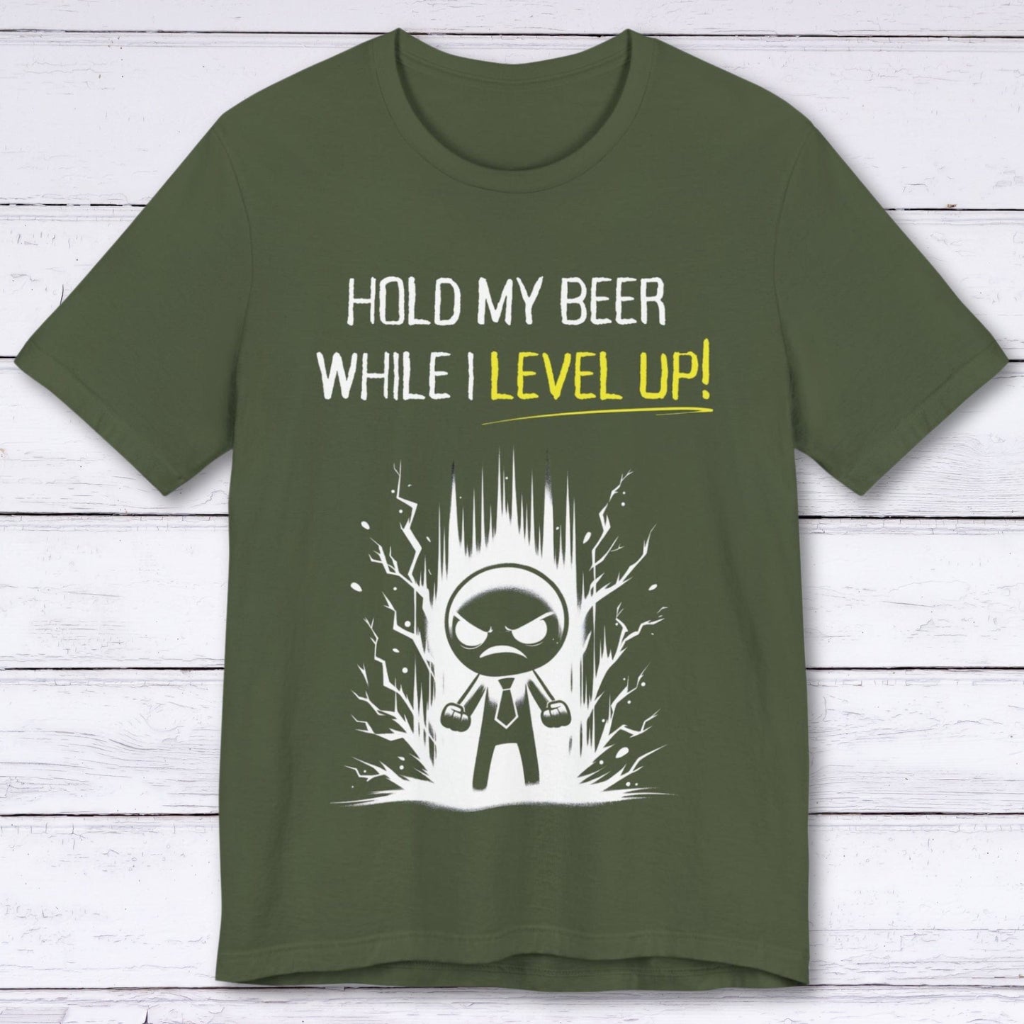 T-Shirt Military Green / S Hold My Beer "Level Up" T-shirt