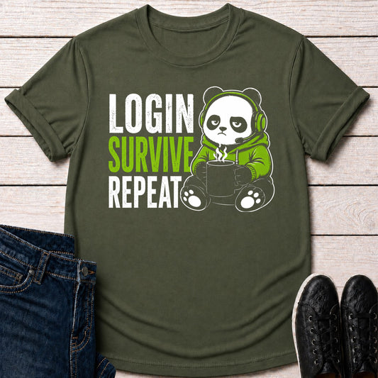 T-Shirt Military Green / S Login Survive Repeat T-shirt