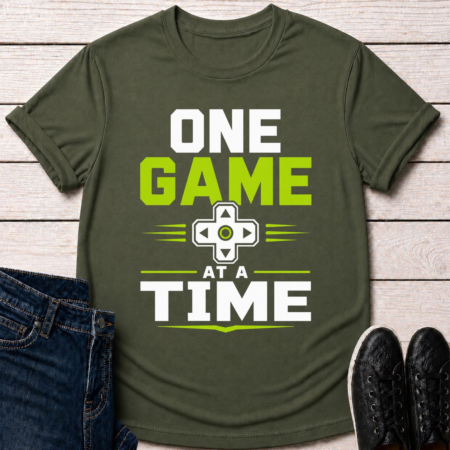 T-Shirt Military Green / S One Game At A Time T-shirt