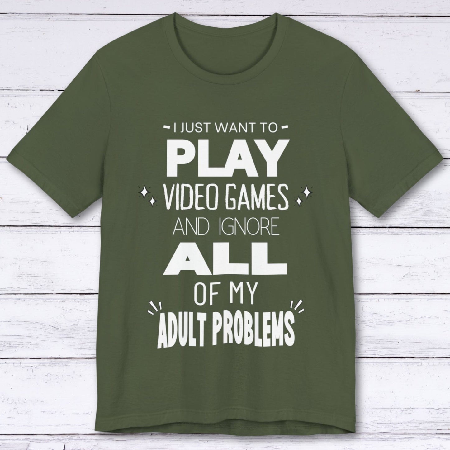 T-Shirt Military Green / S Pause Adulting, Play Games T-shirt