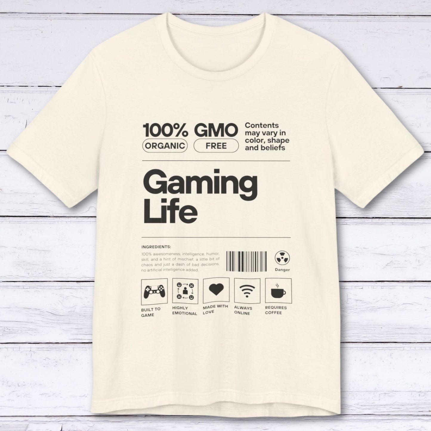 T-Shirt Natural / S 100% Organic Gaming T-shirt