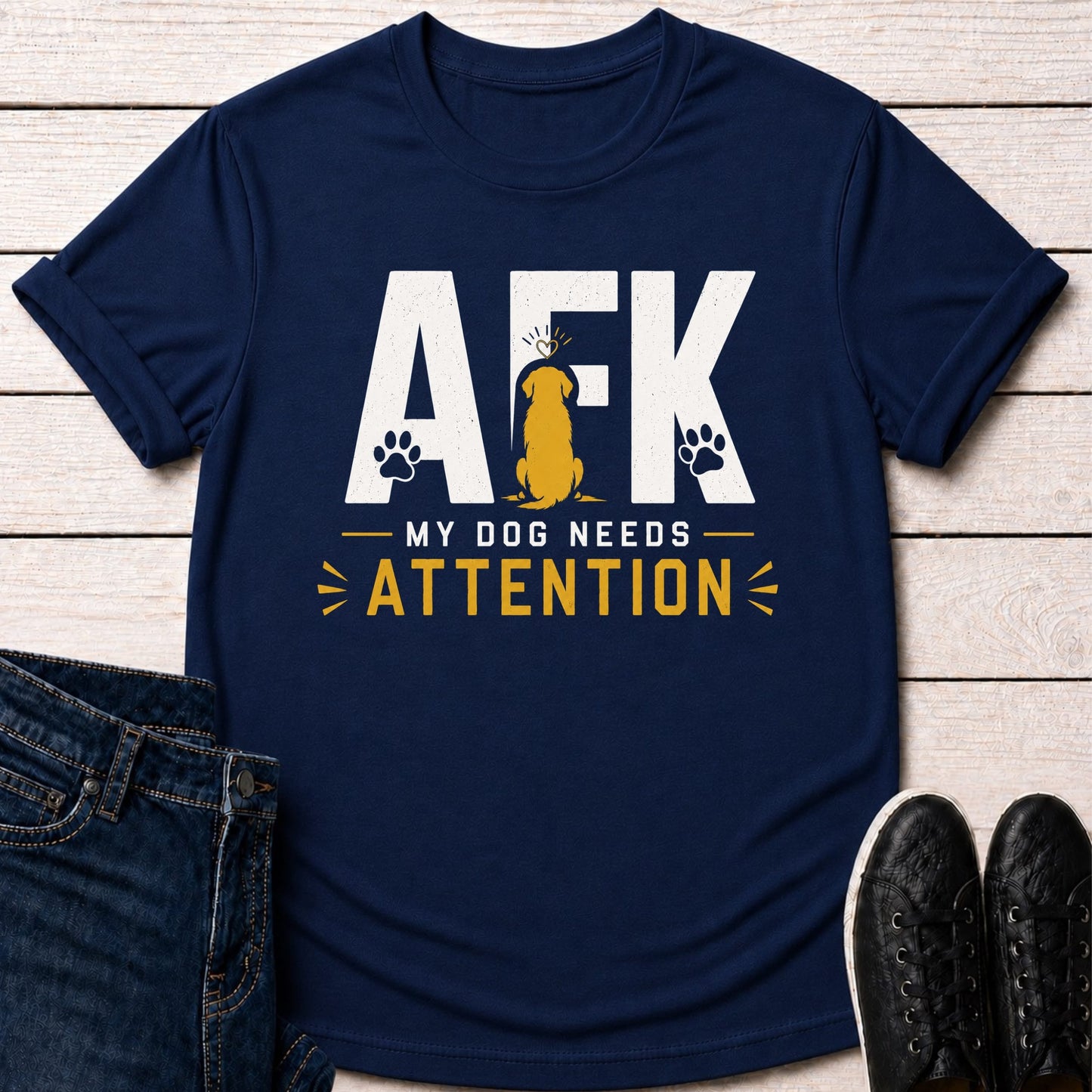 T-Shirt Navy / S AFK Dog Needs Attention T-shirt