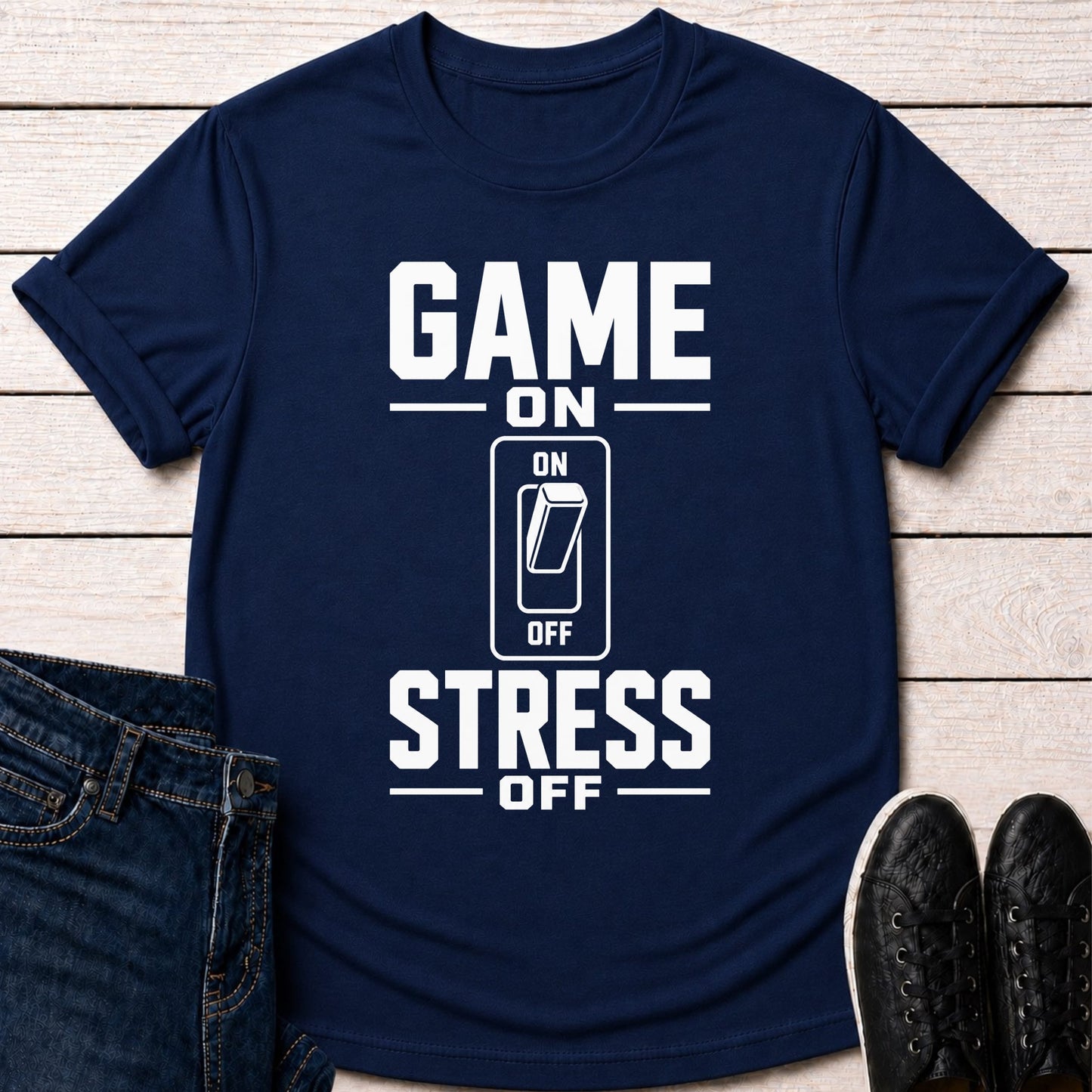 T-Shirt Navy / S Game On Stress Off T-shirt