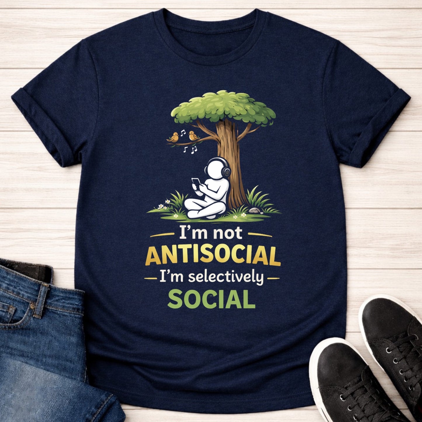 T-Shirt Navy / S I'm Not Antisocial T-shirt