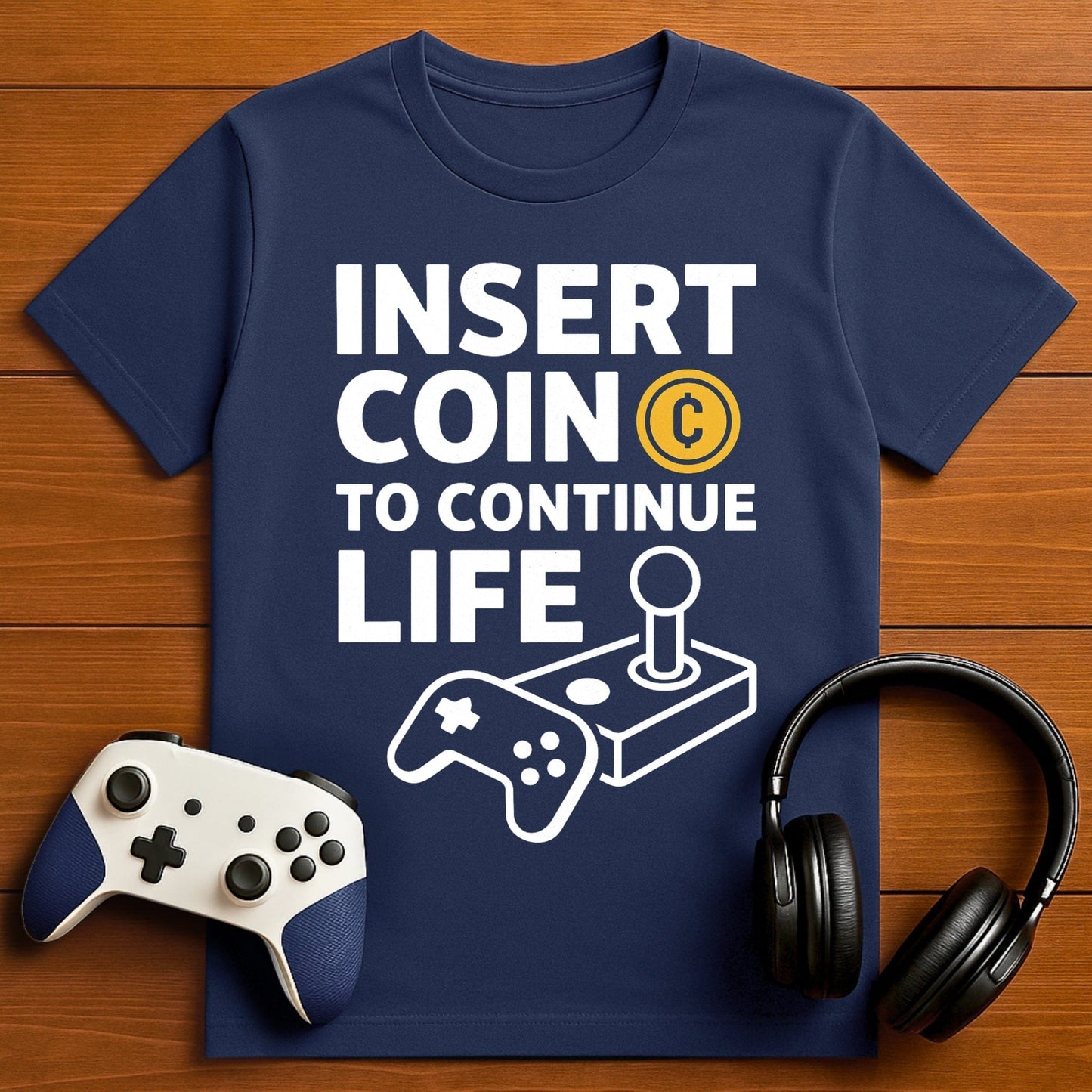 T-Shirt Navy / S Insert Coin to Continue Life T-shirt
