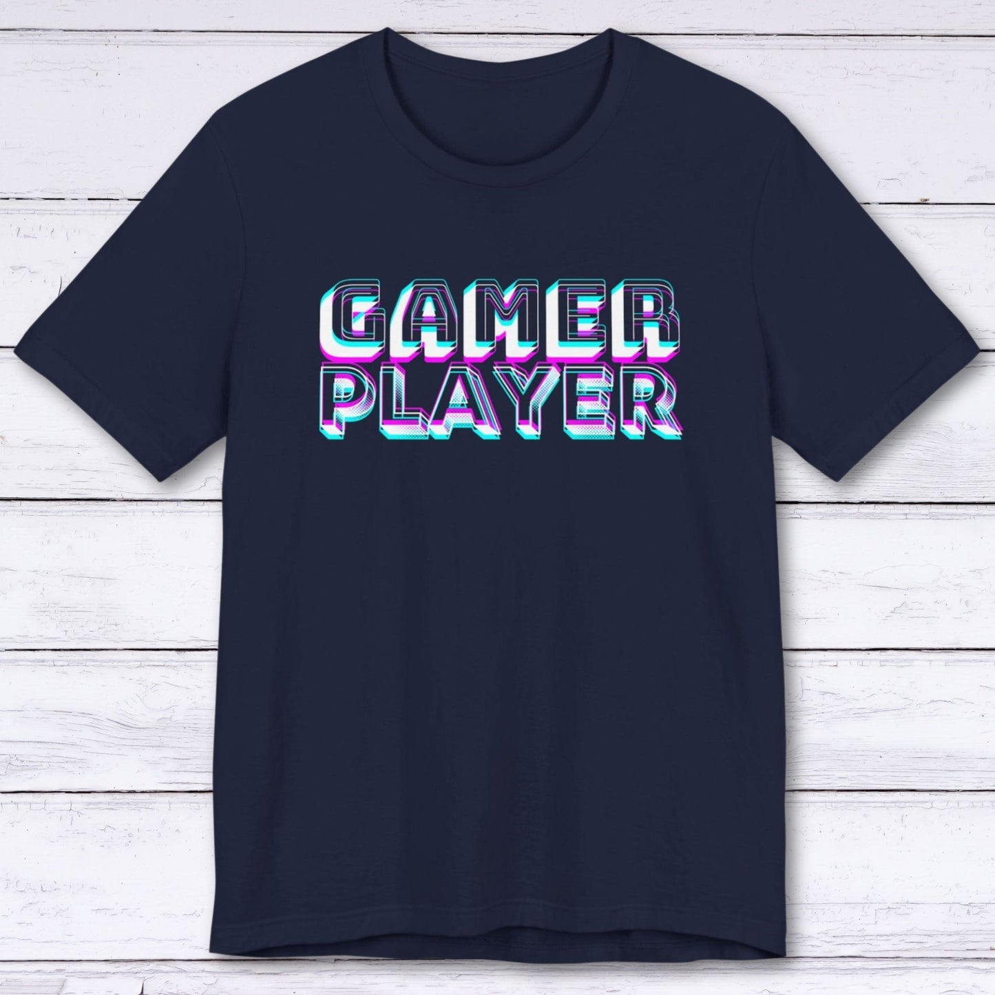 T-Shirt Navy / S Neon Pixels: GAMER PLAYER T-shirt