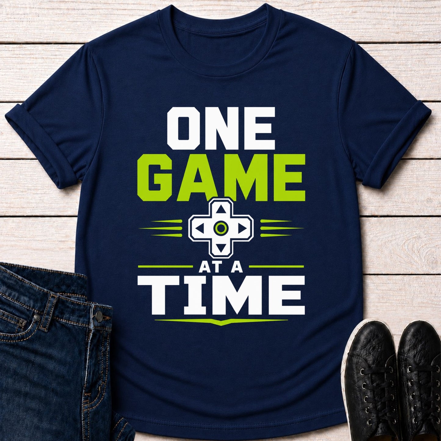 T-Shirt Navy / S One Game At A Time T-shirt