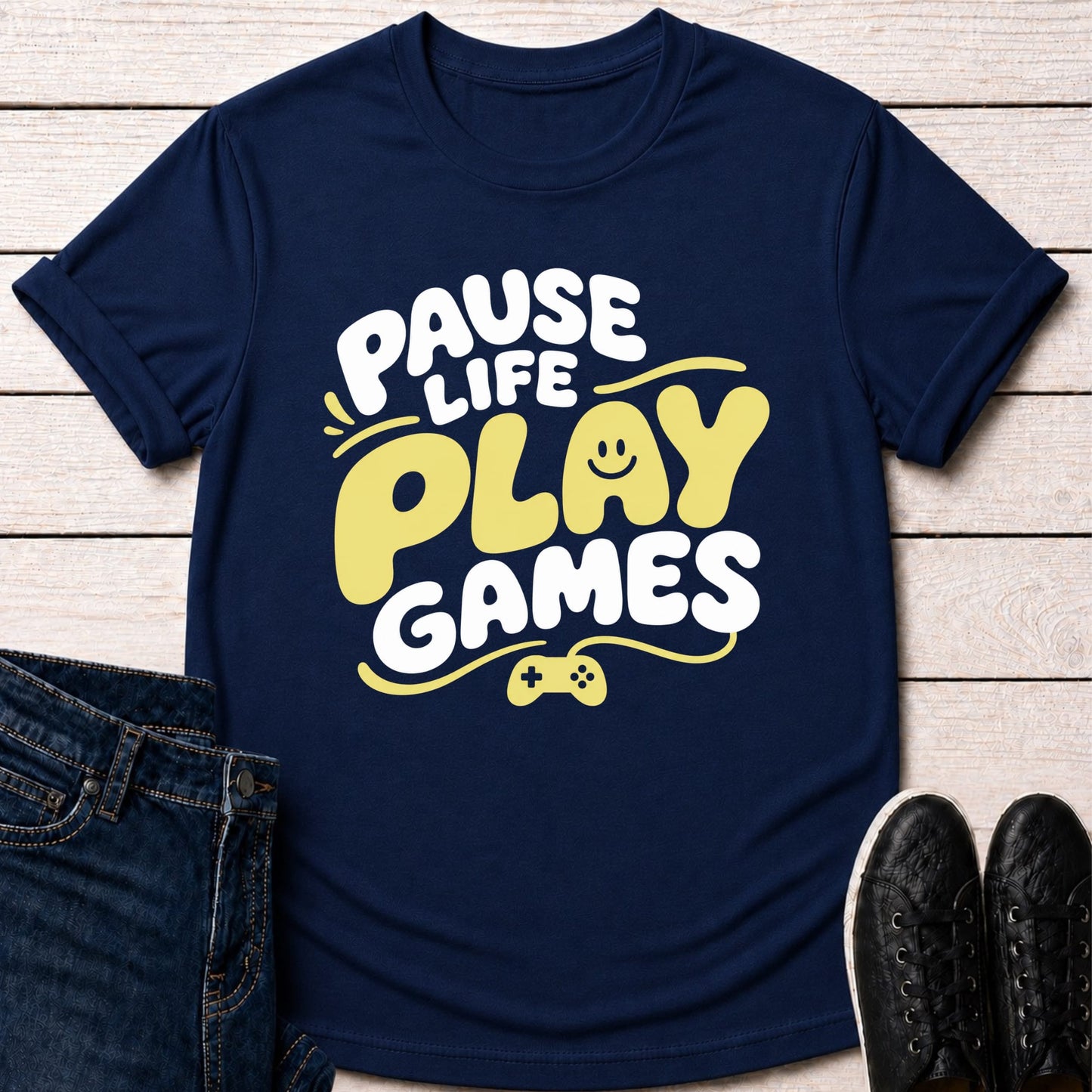 T-Shirt Navy / S Pause Life Play Games T-shirt