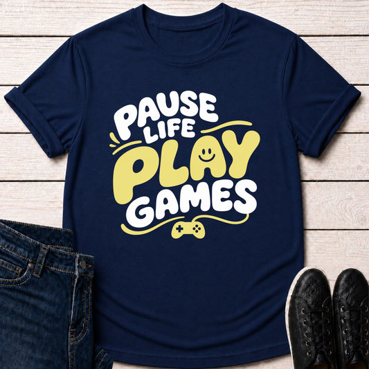T-Shirt Navy / S Pause Life Play Games T-shirt