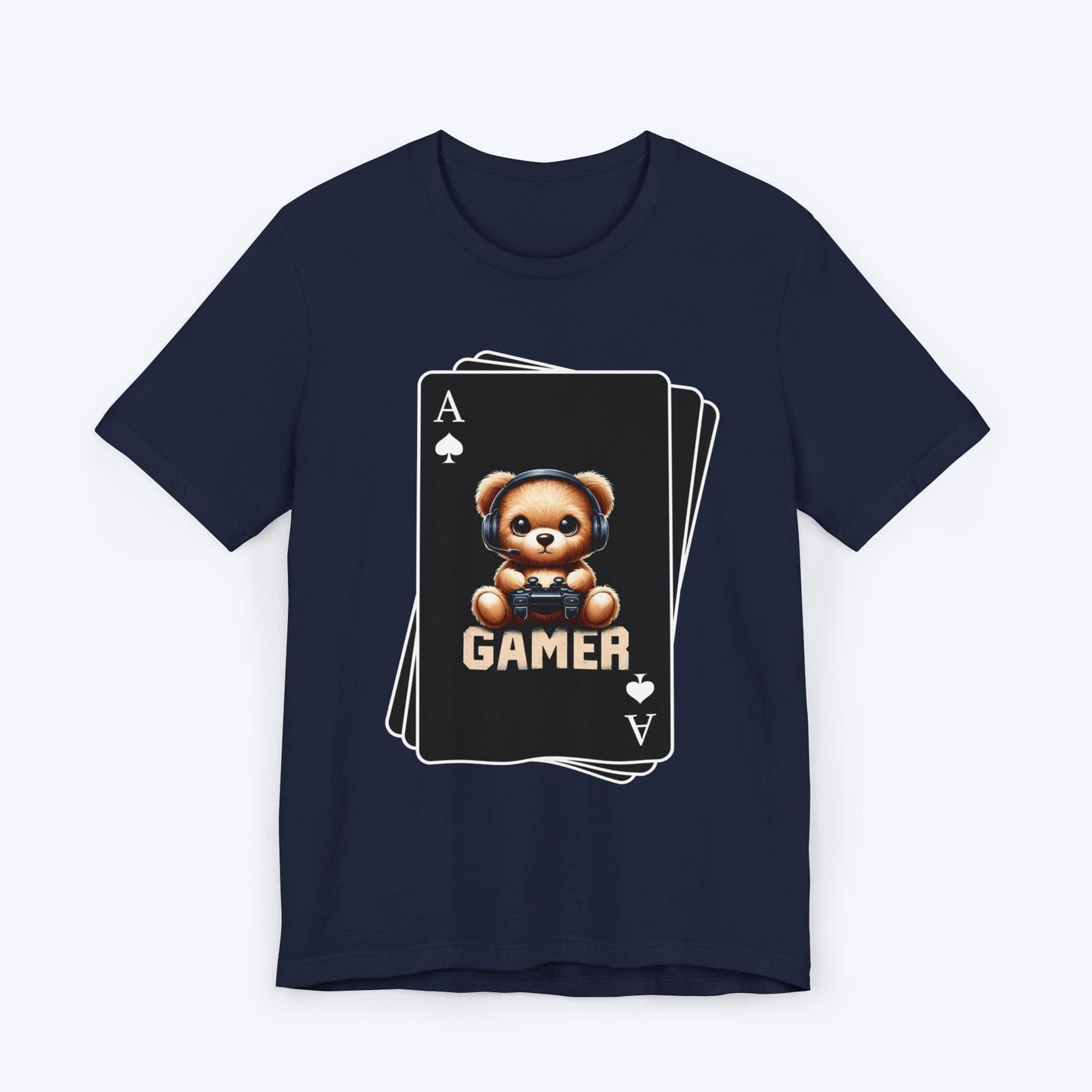 T-Shirt Navy / S Poker Face - Bear Gaming Cards T-shirt