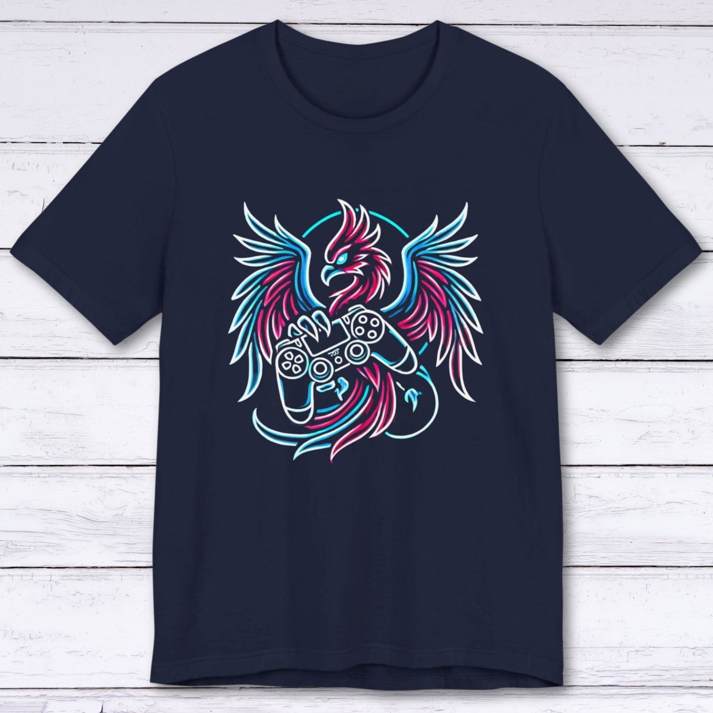 T-Shirt Navy / S Rebirth in Neon: Gaming Phoenix T-shirt