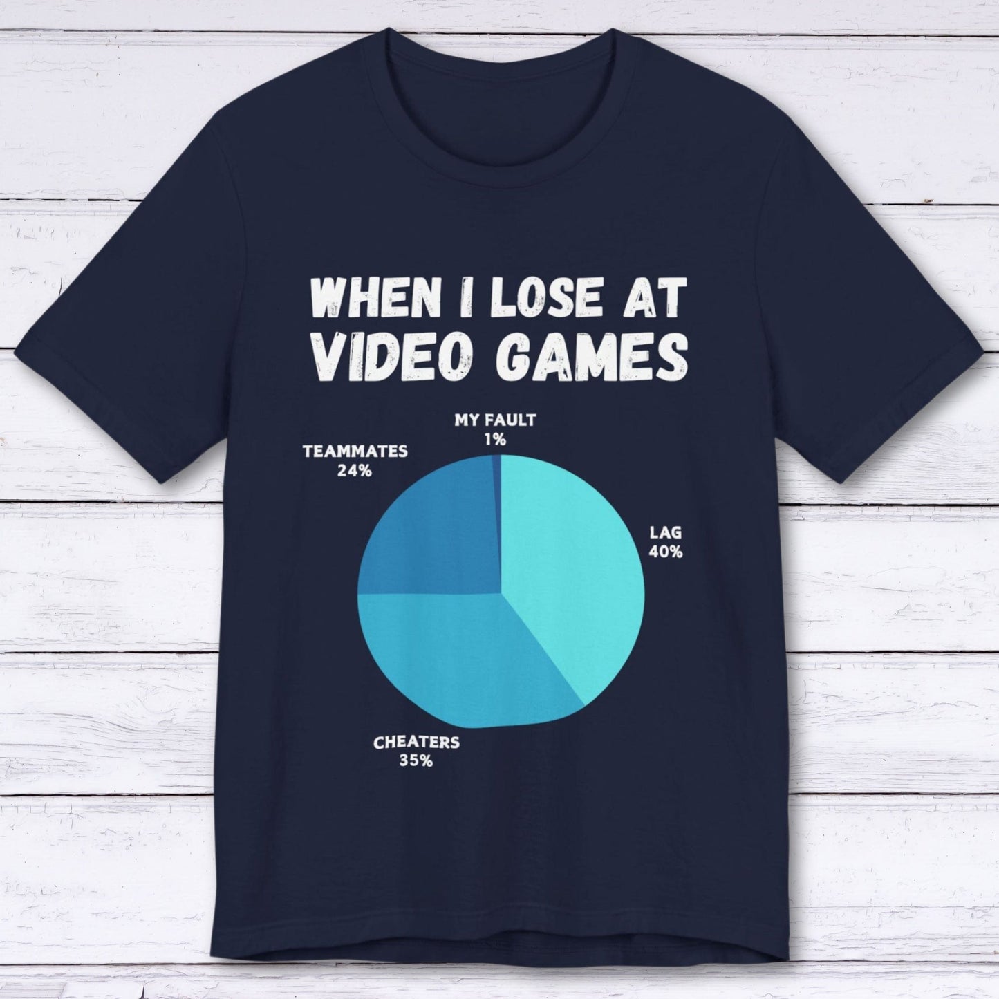 T-Shirt Navy / S When I Lose at Video Games (Pie Chart) T-shirt