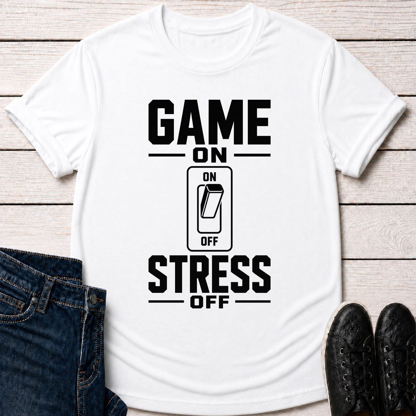 T-Shirt White / S Game On Stress Off T-shirt