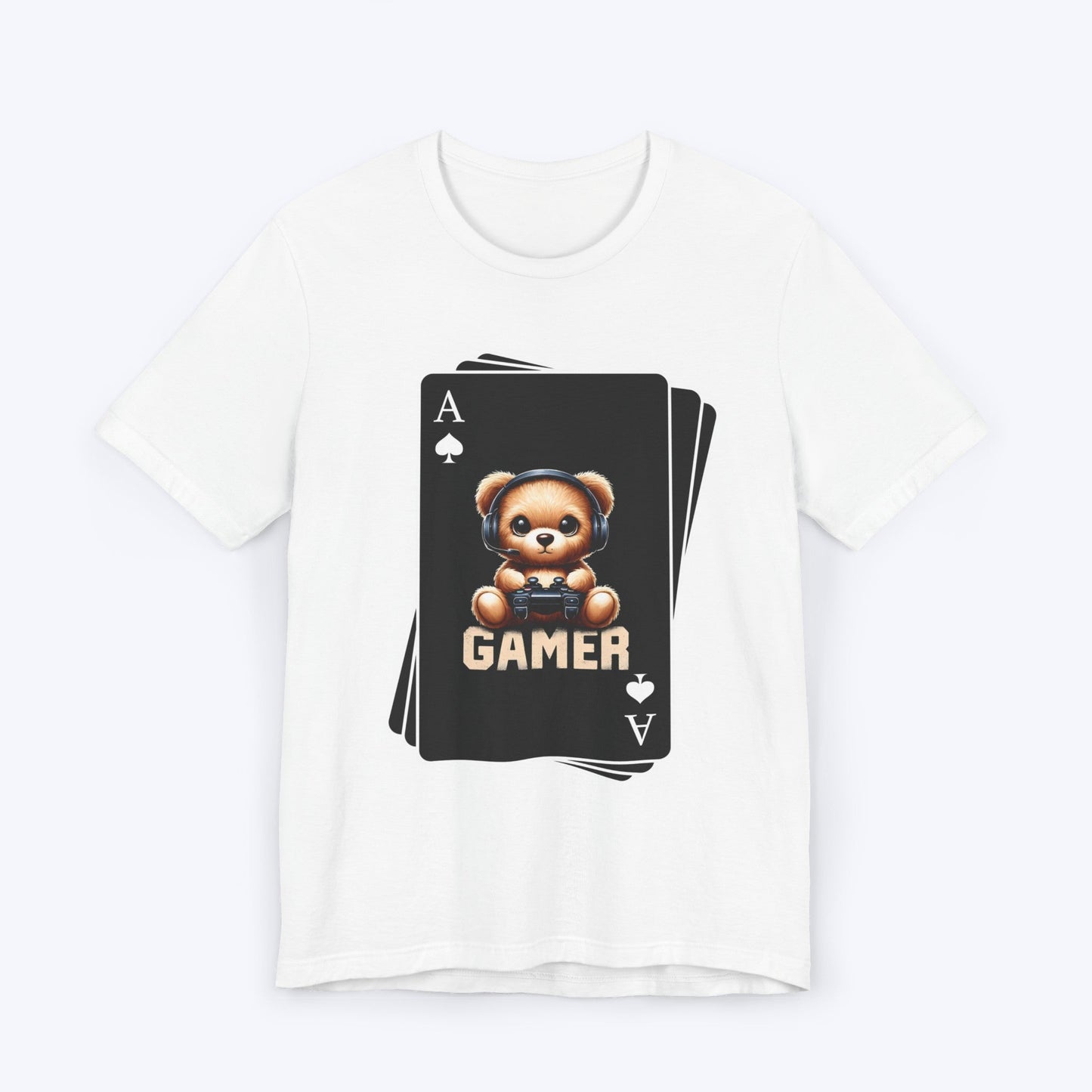 T-Shirt White / S Poker Face - Bear Gaming Cards T-shirt